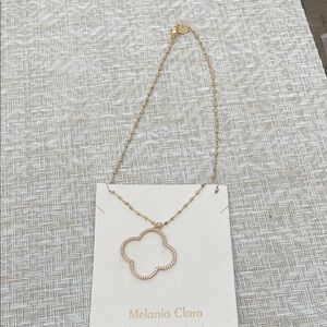 Melania Clara Gold Quatrefoil Pendant Necklace